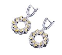 boucles d'oreilles pendantes, Boucles d'oreilles créoles longues et rondes en zircone cubique, couleur argent, vert bleu, for femmes(Unique Colour)