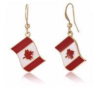 Boucles d'oreilles pendantes, boucles d'oreilles pendantes 1 paire de drapeau du Canada en alliage de zinc patriotique avec crochet français pour événement sportif, fête, bijoux élégants pour femmes