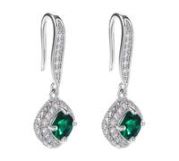 Boucles d'oreilles pendantes carrées étincelantes en oxyde de zirconium confortables à porter - Convient pour les réunions de bureau et les fêtes, Cuivre, zircone