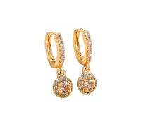Boucles d'Oreilles Pendantes Cerceau Or avec Charme Rond Incrusté pour Femmes, 0.83 Pouces Laiton Huggies Studs, Dainty Minimaliste Simple Chic Bijoux, Adaptées pour Cadeaux Anniversaire