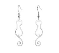 Boucles d'oreilles pendantes chat acier inoxydable mignonnes femmes mère animaux drôles cadeaux félin animaux compagnie accessoires breloques remarquables (Plaqué Argent)