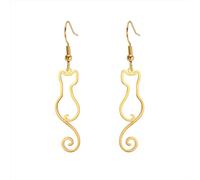 Boucles d'oreilles pendantes chat acier inoxydable mignonnes femmes mère animaux drôles cadeaux félin animaux compagnie accessoires breloques remarquables (Plaqué Or 18 Carats)