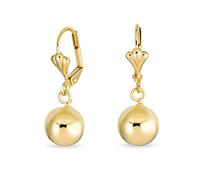 Boucles D'Oreilles Pendantes Classiques Élégantes Simples Rondes Légères À Levier Pour Femmes En Laiton Plaqué Or Jaune Poli 8MM
