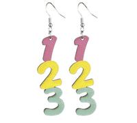 Boucles d'oreilles pendantes classiques en acrylique à paillettes - Lettre ABC 123 - Pour remise de diplôme, rentrée scolaire, bibliothécaire, enseignants, cadeaux de reconnaissance, Résine Acrylique