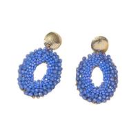 Boucles D'Oreilles Pendantes Colorées Style Bohème, Faites À La Main, En Forme De Disque Ovale, avec Perles De Rocaille, Bijoux Bohèmes En Perles pour Femmes et Filles, Bleu