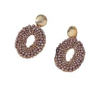 Boucles D'Oreilles Pendantes Colorées Style Bohème, Faites À La Main, En Forme De Disque Ovale, avec Perles De Rocaille, Bijoux Bohèmes En Perles pour Femmes et Filles, Marron