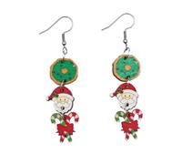 Boucles d'oreilles pendantes de Noël en bois - Motif sapin de Noël - Père Noël - Bonhomme de neige - Fait à la main - Accessoire de vacances, Bois, Pas de gemme