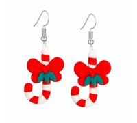 Boucles d'oreilles pendantes de Noël en forme de canne à sucre faites à la main - Arc-en-ciel coloré - Pour femme - Pour Noël, Nouvel An, festival d'hiver, Medium, Zinc, Pas de gemme