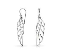 Boucles D'Oreilles Pendantes De Noël En Plume D'Aile D'Ange Religieuse Spirituelle Pour Femmes Adolescentes Fil Français En Argent Sterling .925