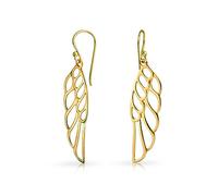 Boucles D'Oreilles Pendantes De Noël En Plumes D'Ailes D'Ange Religieuses Spirituelles Pour Femmes Adolescentes Plaquées Or 14 Carats En Argent Sterling .925