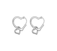 Boucles d'oreilles pendantes délicates en forme de cœurs entrelacés pour femmes et filles en argent sterling avec double breloque en forme de cœur - Hypoallergénique - Bijoux tendance - Cadeaux de