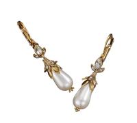 Boucles d'oreilles pendantes délicates faites à la main avec perles en alliage texturé, adaptées pour les fêtes et au quotidien