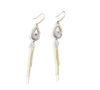 Boucles d'oreilles pendantes dorées en forme de goutte d'eau pour femme, longues boucles d'oreilles pendantes en cristal étincelant, boucles d'oreilles chandelier à franges hypoallergéniques, bijoux