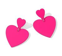 Boucles d'oreilles pendantes double cœur pour femme - Boucles d'oreilles en forme de cœur, jolies boucles d'oreilles d'amour pour concert et Saint-Valentin, Acrylique, Pas de gemme