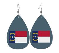 Boucles d'oreilles pendantes double face avec drapeau de l'État de Caroline du Nord - Pour femme - Toutes les occasions