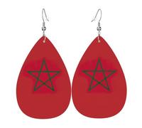 Boucles d'oreilles pendantes double face avec drapeau du Maroc pour femme toutes les occasions