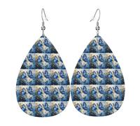 Boucles d'oreilles pendantes double face avec imprimé papillons bleus pour femme toutes les occasions