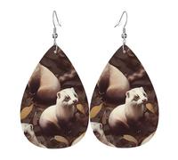 Boucles d'oreilles pendantes double face en cuir synthétique - Légères - Accessoires d'oreille pour femme - Pour furet poilu