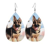 Boucles d'oreilles pendantes double face en similicuir pour les amoureux des chiens de berger allemand, bijoux légers, cadeaux pour femmes