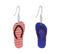 Boucles d'oreilles pendantes drapeau américain pour femme - Boucles d'oreilles à rayures rouges blanches et bleues - Boucles d'oreilles patriotiques du 4 juillet - Boucles d'oreilles pour le jour de