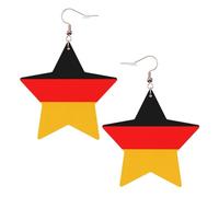 Boucles d'oreilles pendantes drapeau de l'Allemagne pour femme, boucles d'oreilles pendantes en forme d'étoile étincelante, bijoux tendance pour soirée, One Size, Cuir