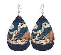 Boucles d'oreilles pendantes drôles astronaute dinosaure roche pour femme - Bijoux en forme de larme, accessoire de déclaration de mode pour les fêtes costumées, taille unique, Cuir