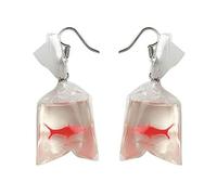Boucles d'oreilles pendantes drôles en forme de poisson rouge pour femme - Boucles d'oreilles pendantes à crochet - Bijoux de cocktail et de fête - Très beaux et attrayants
