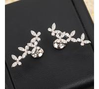 Boucles d'oreilles pendantes élégantes avec 4 papillons en oxyde de zirconium pour femme