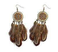Boucles d'oreilles pendantes élégantes Bijoux bohémiens Vêtements de tous les jours Accessoires Pompons Texture plumage Pour tenues à la mode Pompons à franges pour femmes