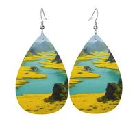 Boucles d'oreilles pendantes élégantes en cuir léger pour femme (fleuve jaune) pour les fêtes décontractées au quotidien