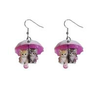 Boucles d'oreilles pendantes élégantes en forme de chats - Accessoire de fête tendance - Texture acrylique - Convient pour les femmes et les adolescents - Boucles d'oreilles en forme de chats mignons