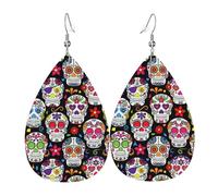 Boucles d'oreilles pendantes élégantes en forme de crânes en sucre pour femme - Bijoux tendance pour la Saint-Valentin