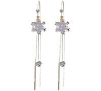 Boucles d'oreilles pendantes élégantes en forme de flocon de neige avec pampilles longues pour femme - Bijoux décoratifs brillants - 80 S, NaN, Métal, Pas de pierre précieuse