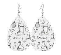 Boucles d'oreilles pendantes élégantes en forme de larme avec impression chimie pour femme - Bijoux tendance pour la Saint-Valentin