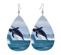 Boucles d'oreilles pendantes élégantes en forme de larme en forme de baleines en mer pour femme, boucles d'oreilles légères en cuir, design polyvalent au quotidien