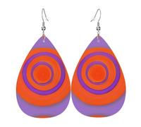 Boucles d'oreilles pendantes élégantes en forme de larme orange au centre du cercle pour femme, boucles d'oreilles légères en cuir, design polyvalent au quotidien