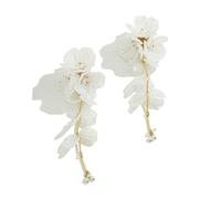 Boucles d'oreilles pendantes élégantes en forme de pétales blancs pour femme Kpop - Boucles d'oreilles de piercing esthétiques pour mariage - Couleur blanche