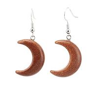 Boucles d'oreilles pendantes élégantes en grès doré GemBoho avec pendentif croissant de lune, boucles d'oreilles pendantes à crochet, cristal Reiki, équilibre des chakras, bijoux cadeau pour fill