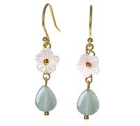 Boucles D'Oreilles Pendantes Élégantes Et Délicates Avec Des Fleurs De Coquillages - Boucles D'Oreilles Crochet D'Oreille En Jade Aventurine Ethnique Rétro, Clip D'Oreille, Accessoires De Goutte