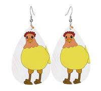 Boucles d'oreilles pendantes élégantes et légères en cuir avec imprimé poule chantante pour femmes et filles, taille unique, cuir, sans pierre précieuse