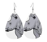 Boucles d'oreilles pendantes élégantes et légères en cuir avec imprimé rhinocéros pour femmes et filles, taille unique, cuir, sans pierre précieuse