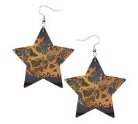 Boucles d'oreilles pendantes élégantes et légères en cuir avec motif carte du monde rouillé pour femmes et filles, taille unique, cuir, sans pierre précieuse