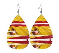 Boucles d'oreilles pendantes élégantes et légères en cuir avec motif drapeau de l'Espagne, pour femmes et filles, taille unique, cuir, sans pierre précieuse