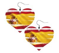 Boucles d'oreilles pendantes élégantes et légères en cuir avec motif drapeau de l'Espagne, pour femmes et filles, taille unique, cuir, sans pierre précieuse