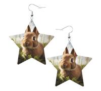 Boucles d'oreilles pendantes élégantes et légères en cuir avec motif lapin sur herbe verte pour femmes et filles, taille unique, cuir, sans pierre précieuse