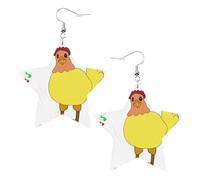 Boucles d'oreilles pendantes élégantes et légères en cuir avec motif poule chantante pour femmes et filles, taille unique, cuir, sans pierre précieuse