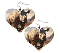 Boucles d'oreilles pendantes élégantes et légères en cuir avec motif rhinocéros pour femmes et filles, taille unique, cuir, sans pierre précieuse