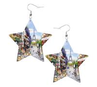 Boucles d'oreilles pendantes élégantes et légères en cuir avec motif Tour Eiffel pour femmes et filles, taille unique, cuir, sans pierre précieuse