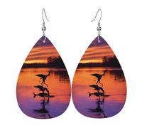 Boucles d'oreilles pendantes élégantes et légères en cuir imprimé canards sauvages chasseurs