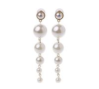 Boucles d'oreilles pendantes élégantes et longues perles pour femme - Décoration exquise pour fête de mariage - Fermoir à vis